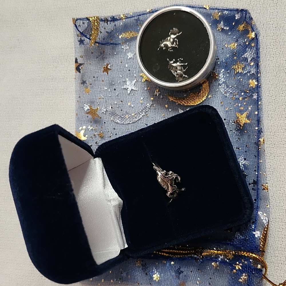 Sterling Silver Unicorn Earrings and Ring Set
